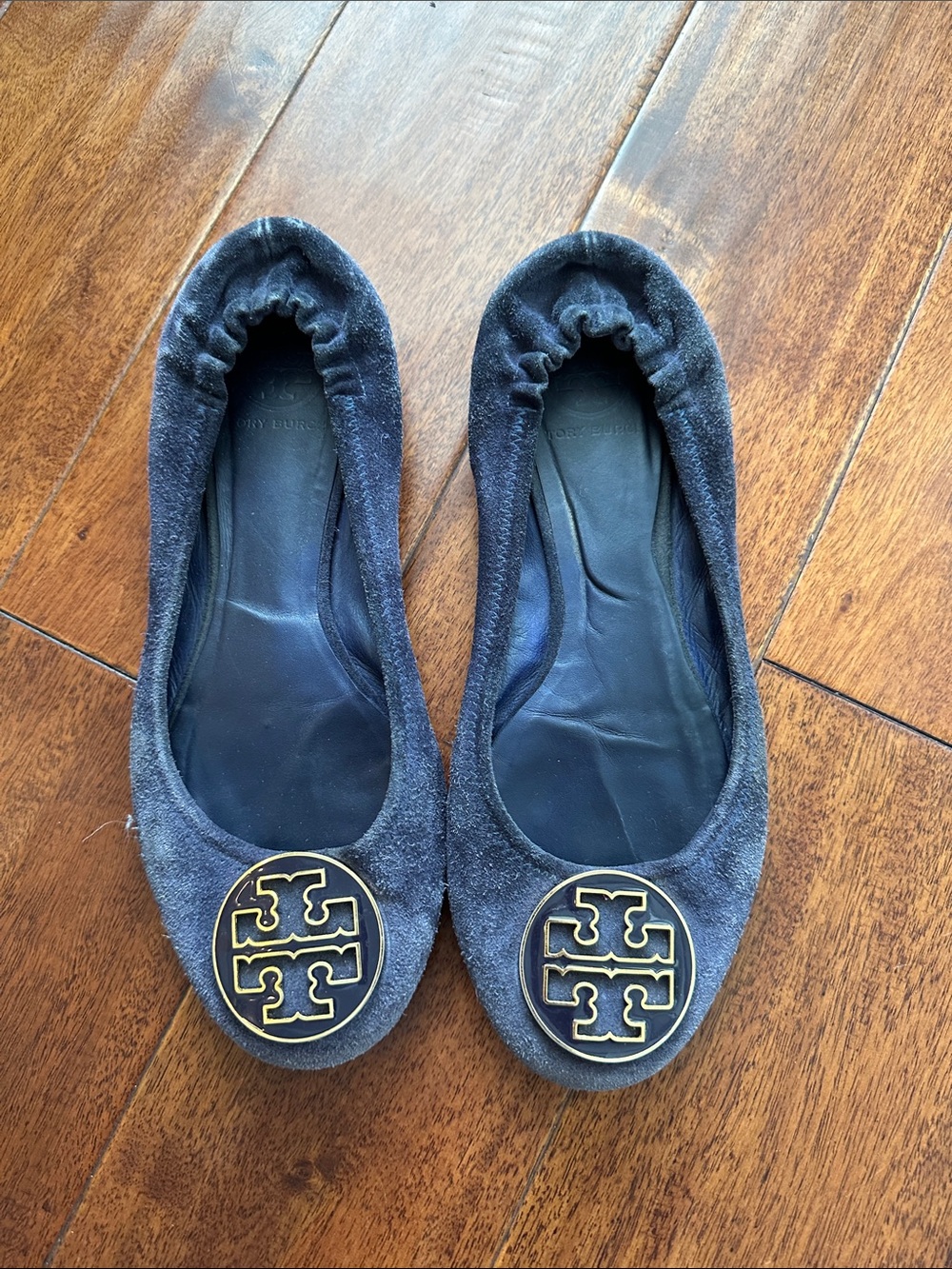 Tory Burch Purple Suede Logo Cap-Toe Ballet Flats Purple size 9